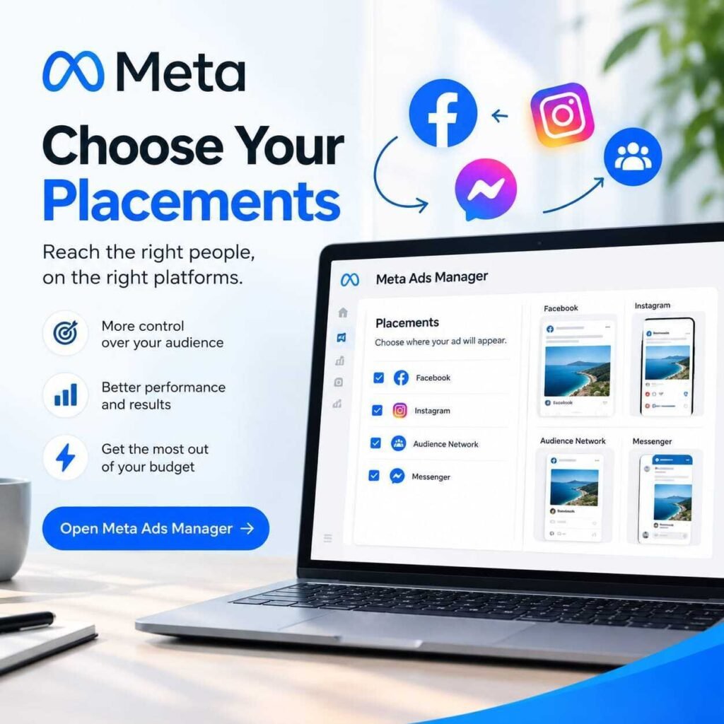 "Image showing the meta ads manager placement selection interface