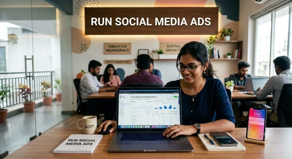 social media ads promoting a business to reach its target audience