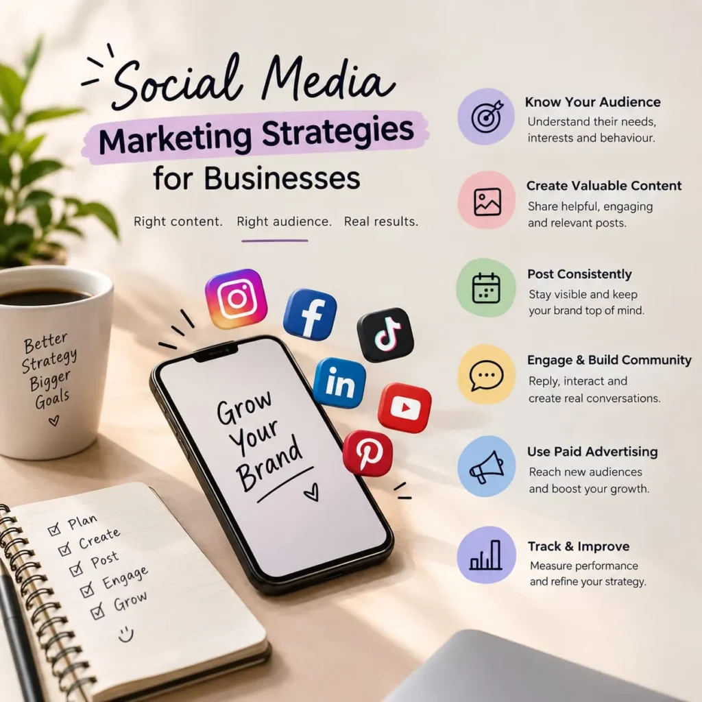 Every company should carefully consider its marketing goals and develop the social media marketing strategies that align with its target audience, budget, and overall business objectives